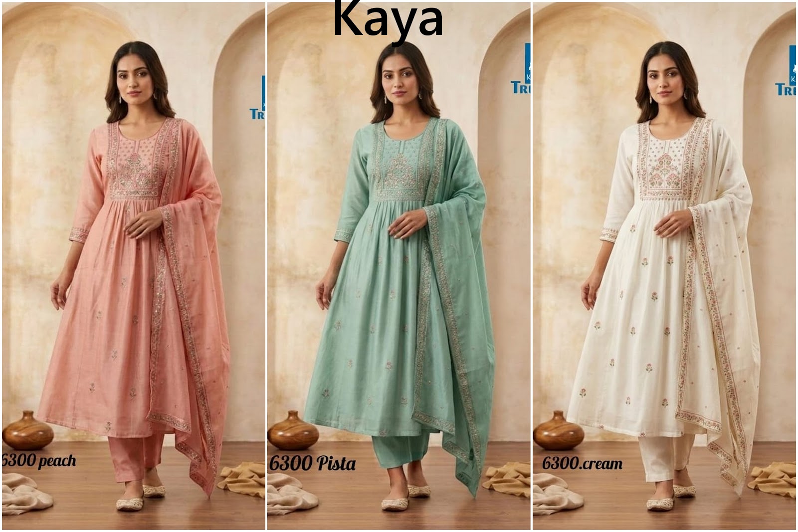 Design 6300 Kaya Trends Chanderi Readymade Anarkali Suits Manufacturer Ahmedabad