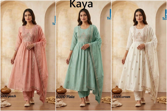 Design 6300 Kaya Trends Chanderi Readymade Anarkali Suits Manufacturer Ahmedabad