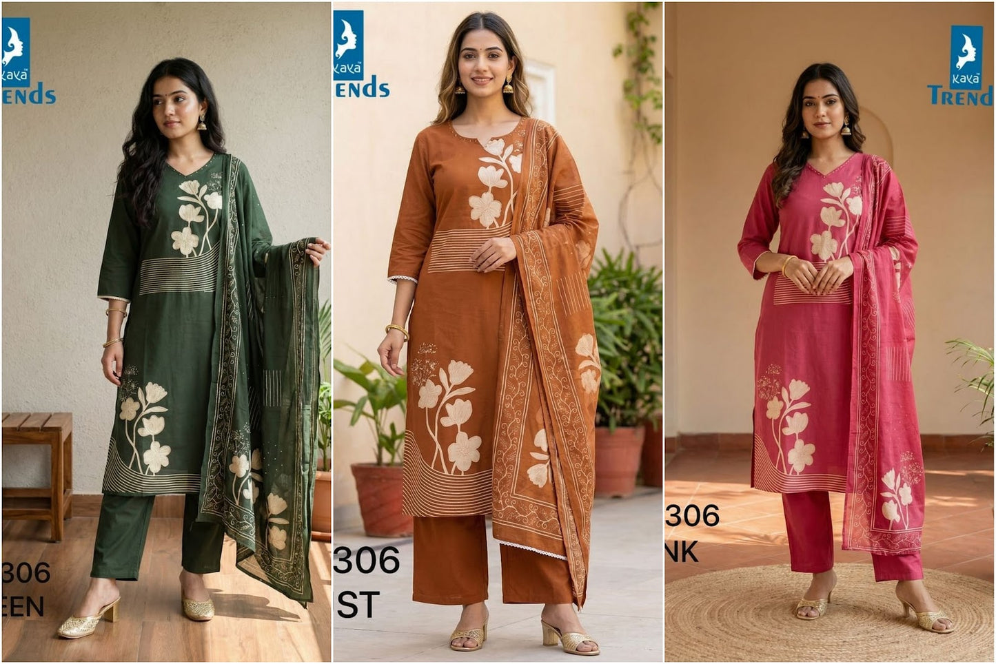 Design 6306 Kaya Trends Readymade Cotton Pant Suits Wholesale Rate
