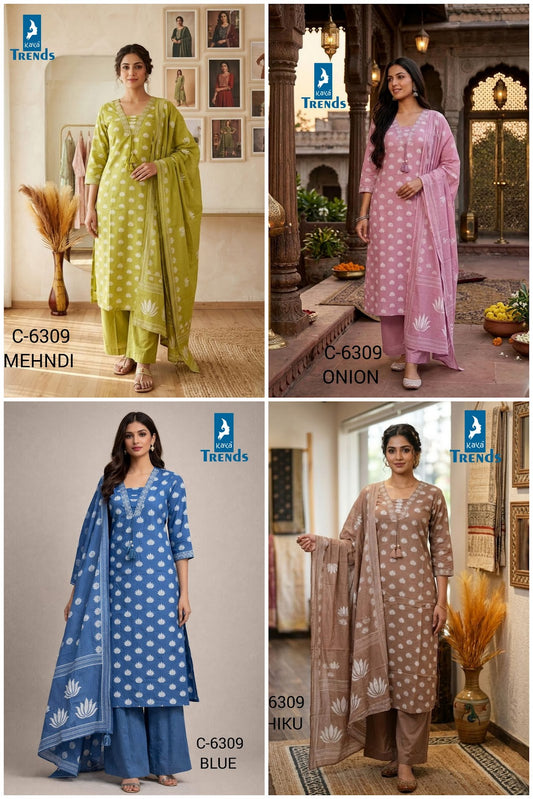 Design 6309 Kaya Trends Readymade Cotton Pant Suits Manufacturer
