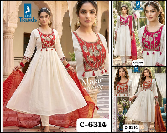 Design 6314 Kaya Trends Chanderi Readymade Anarkali Suits Supplier Ahmedabad
