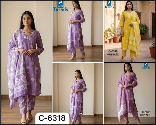 Design 6318 Kaya Trends Readymade Cotton Pant Suits Exporter
