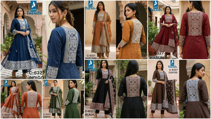 Design 6327 Kaya Trends Cotton Readymade Anarkali Suits Exporter India