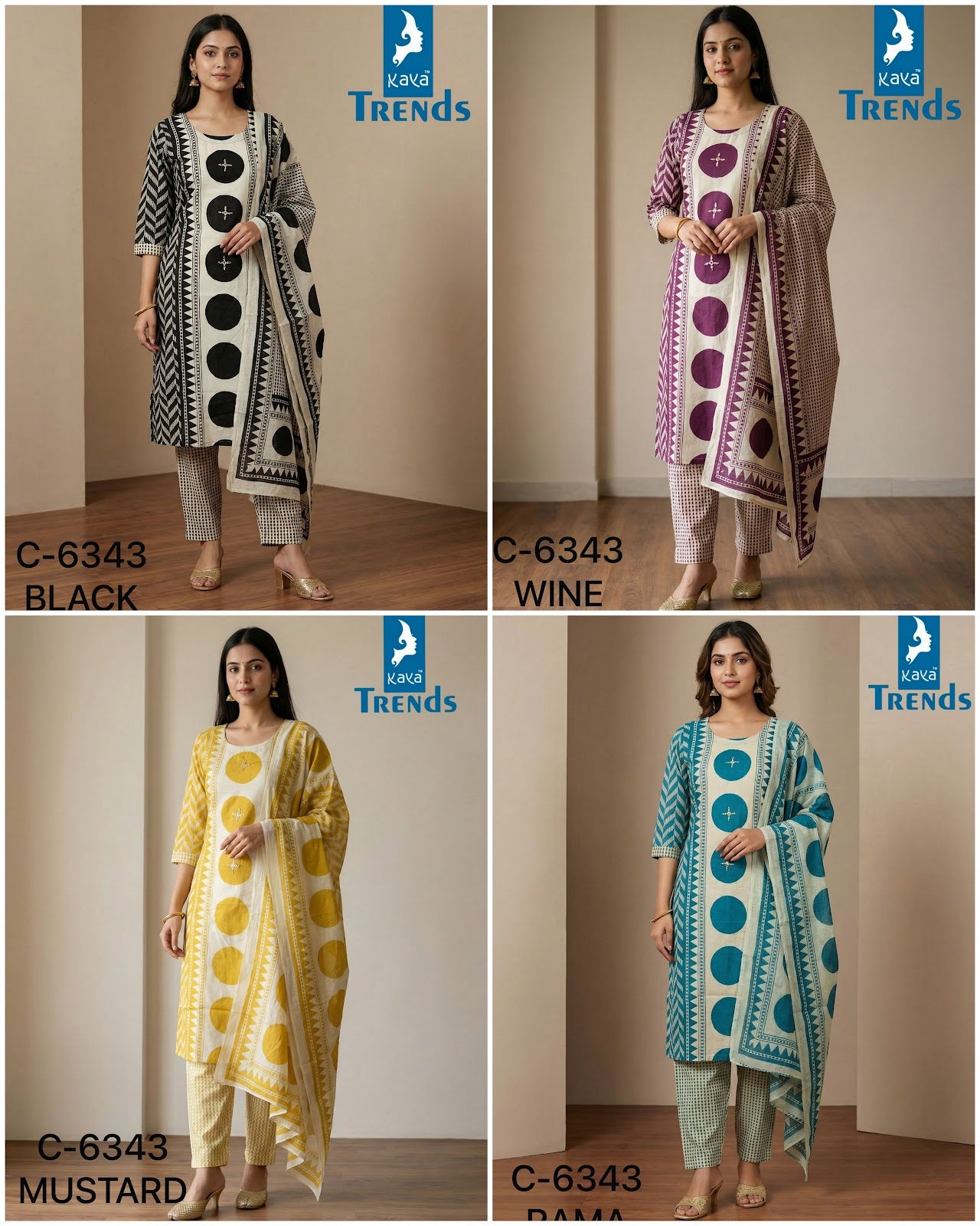 Design 6343 Kaya Trends Rayon Readymade Pant Style Suits Wholesale Rate