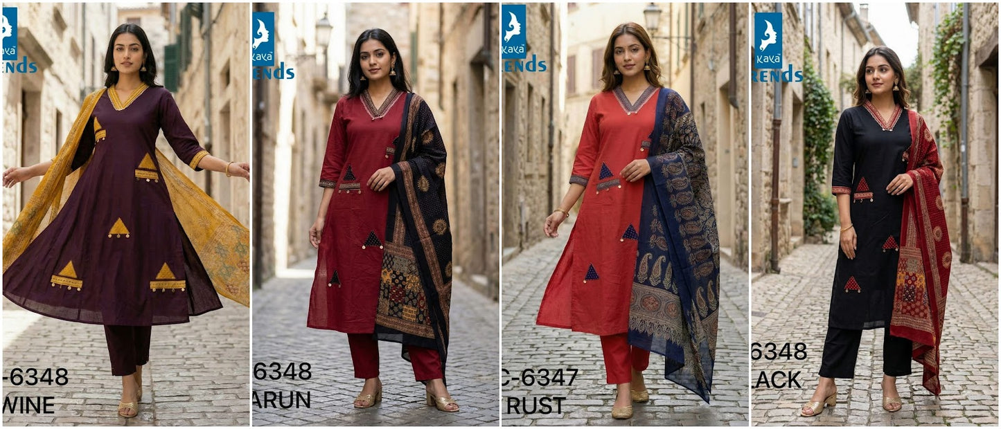 Design 6348 Kaya Trends Cotton Readymade Anarkali Suits Exporter India