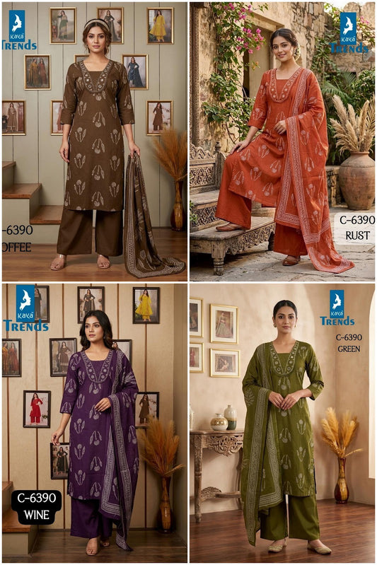 Design 6390 Kaya Trends Readymade Cotton Pant Suits Exporter