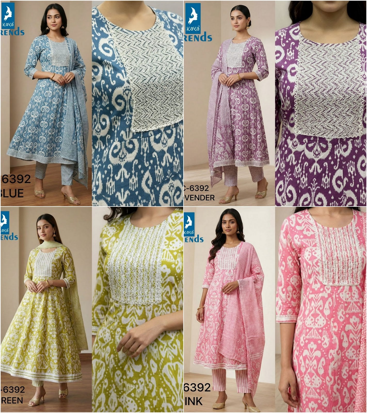 Design 6392 Kaya Trends Cotton Readymade Anarkali Suits Wholesale Rate