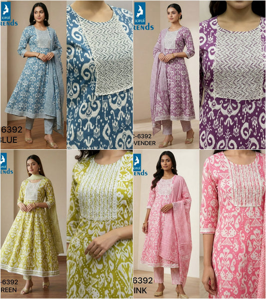 Design 6392 Kaya Trends Cotton Readymade Anarkali Suits Wholesale Rate