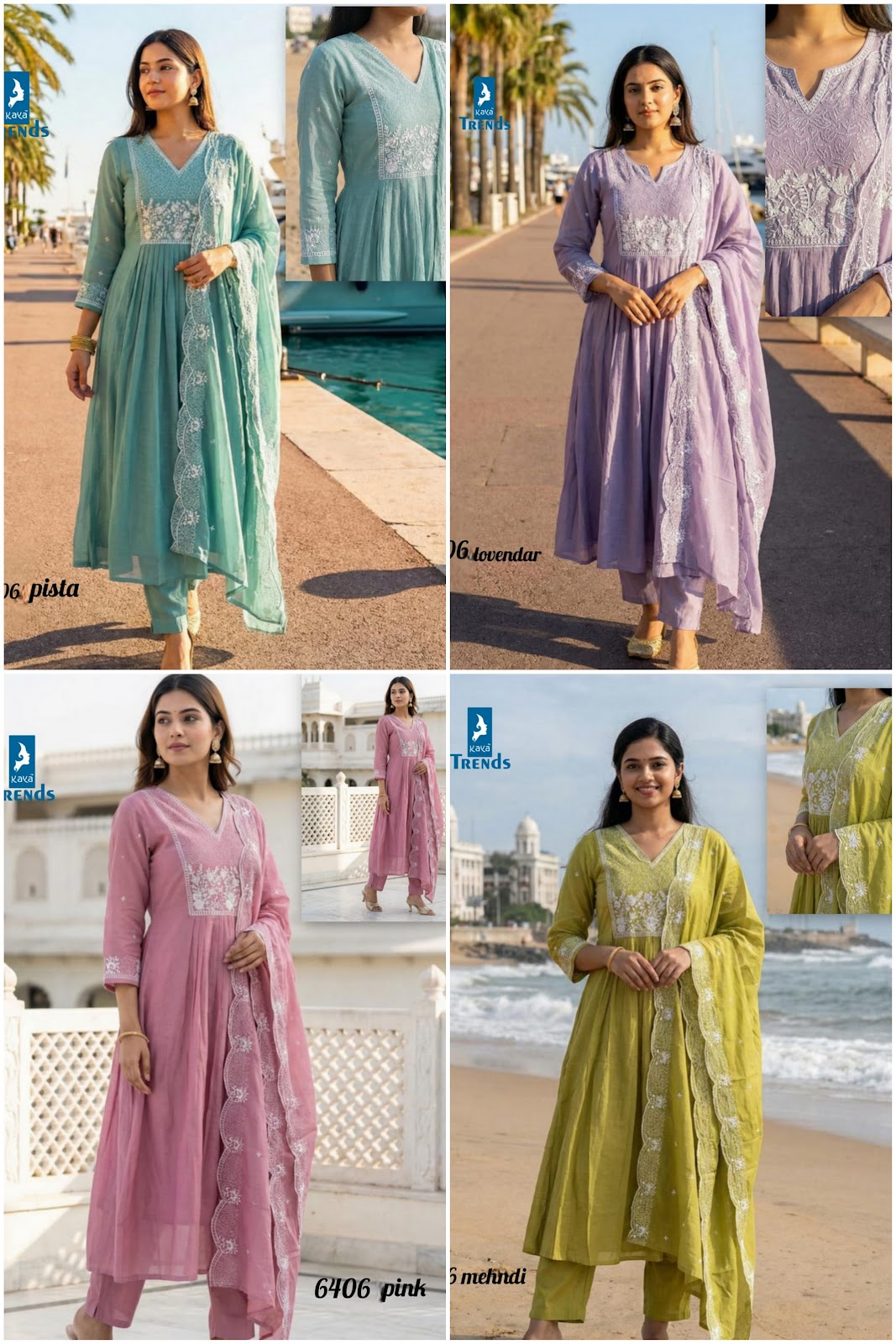 Design 6406 Kaya Trends Chanderi Readymade Anarkali Suits Exporter