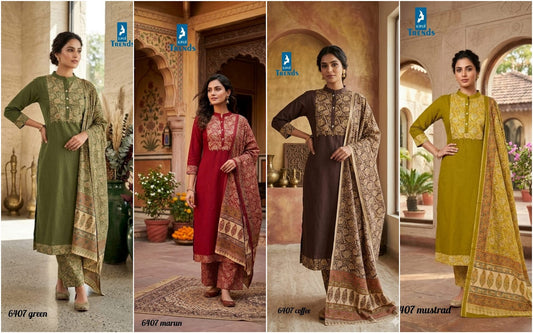 Design 6407 Kaya Trends Cotton Readymade Pant Style Suits Wholesaler