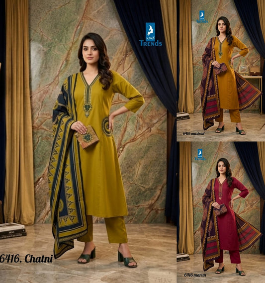 Design 6416 Kaya Trends Dhabu Cotton Readymade Suits Manufacturer India
