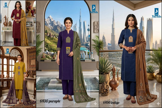 Design 6430 Kaya Trends Dhabu Cotton Readymade Pant Style Suits Exporter India