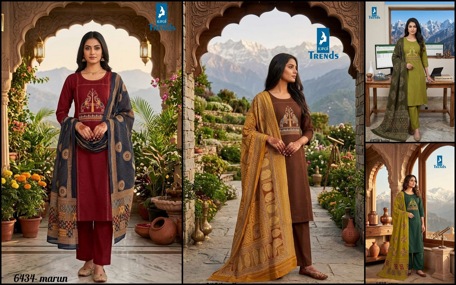 Design 6434 Kaya Trends Dhabu Cotton Readymade Pant Style Suits Wholesale Rate