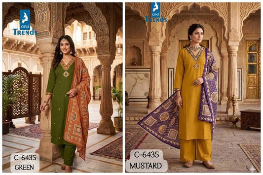 Design 6435 Kaya Trends Dhabu Cotton Readymade Pant Style Suits Exporter Ahmedabad