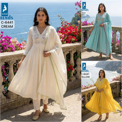 Design 6441 Kaya Trends Cotton Readymade Anarkali Suits Exporter Gujarat