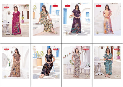 Design 6 Print Life Partner Imported Night Gowns Supplier Ahmedabad
