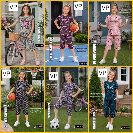 Design 7006 Vp Premium Girls Capri Night Suits Wholesaler India