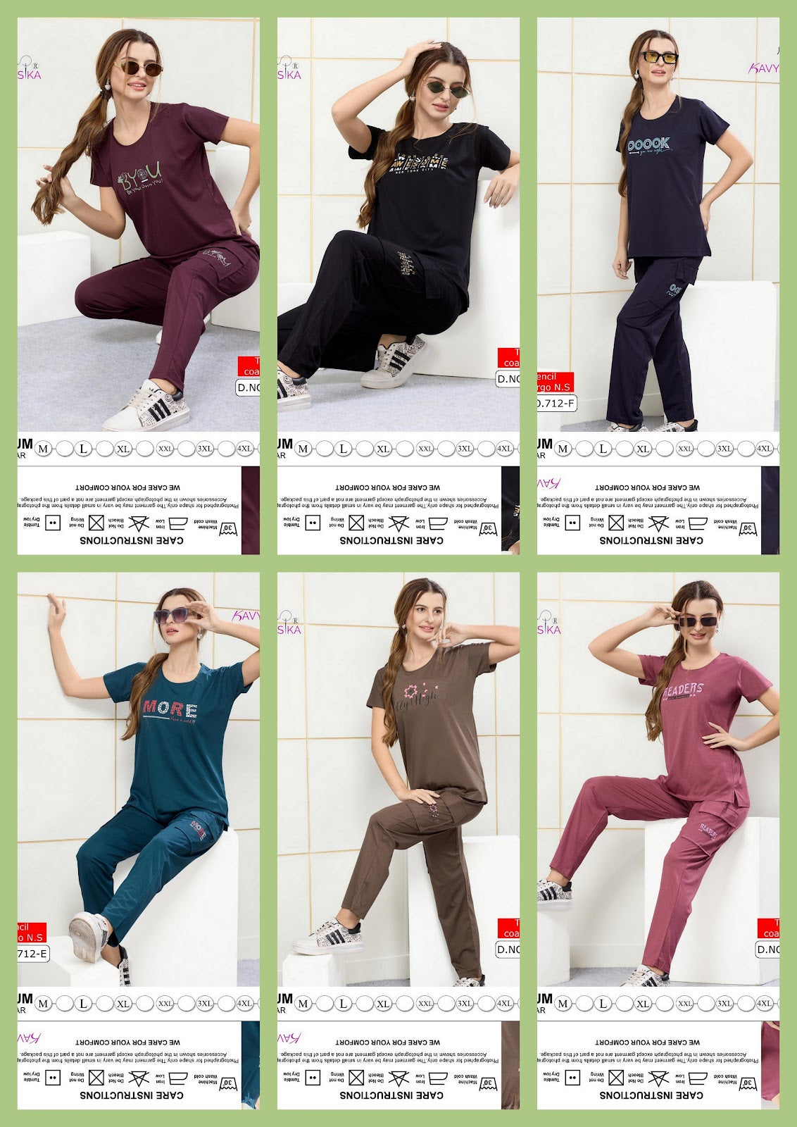 Design 712 Cargo Kavyansika Tencil Pyjama Night Suits Exporter Gujarat