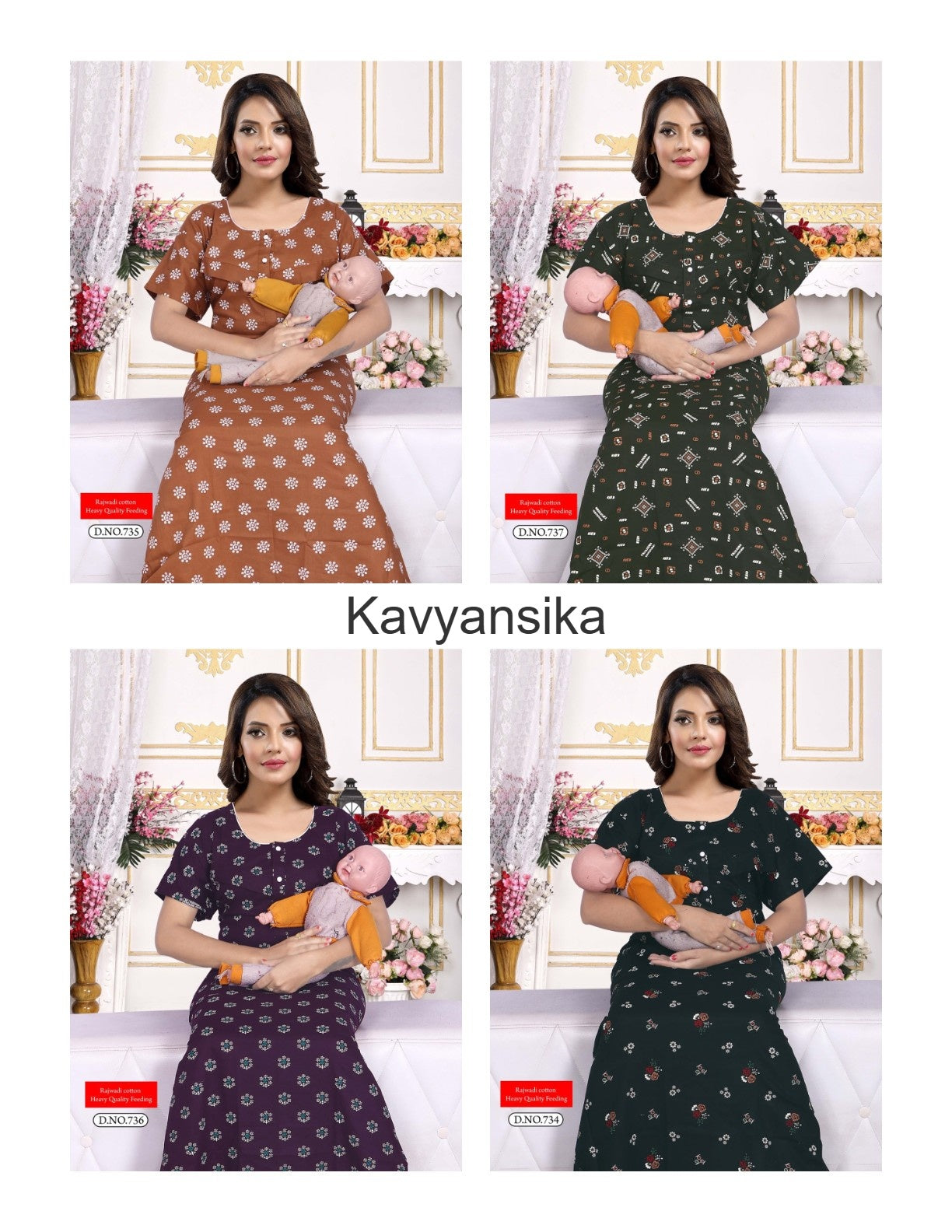 Design 734-737 Kavyansika Rajwadi Feeding Night Gown Exporter