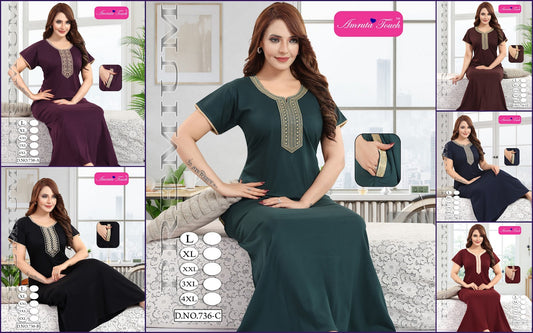 Design 736 Kavyansika Hosiery Cotton Night Gowns Exporter Gujarat