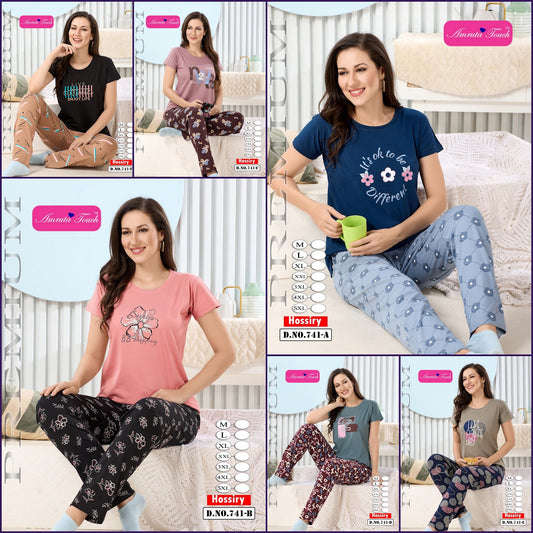 Design 741 Kavyansika Hosiery Cotton Pyjama Night Suits Wholesaler Gujarat