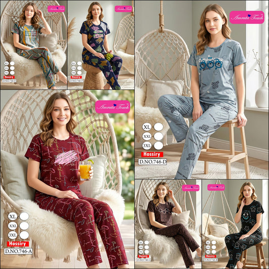 Design 746 Kavyansika Hosiery Pyjama Night Suits Supplier Gujarat