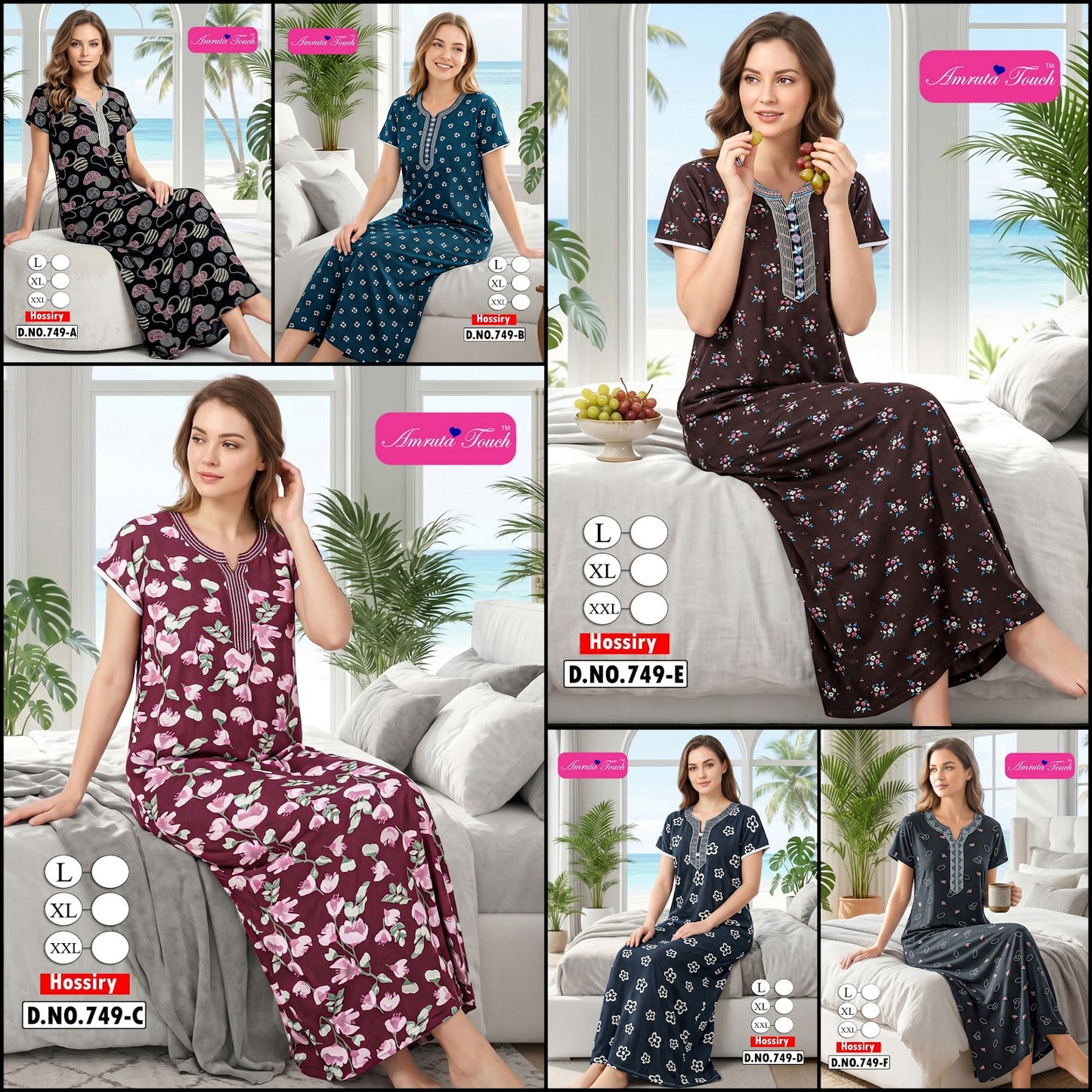 Design 749 Kavyansika Hosiery Cotton Night Gowns Exporter Ahmedabad