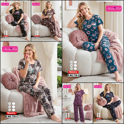 Design 750 Kavyansika Hosiery Pyjama Night Suits Exporter India