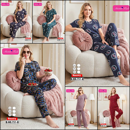 Design 751 Kavyansika Hosiery Pyjama Night Suits Supplier India