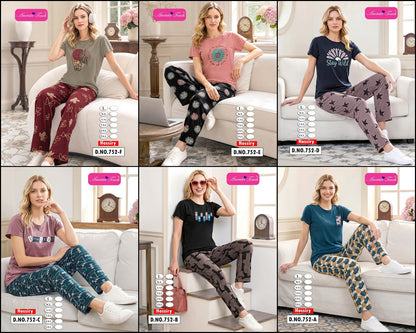 Design 752 Kavyansika Hosiery Cotton Pyjama Night Suits Manufacturer India