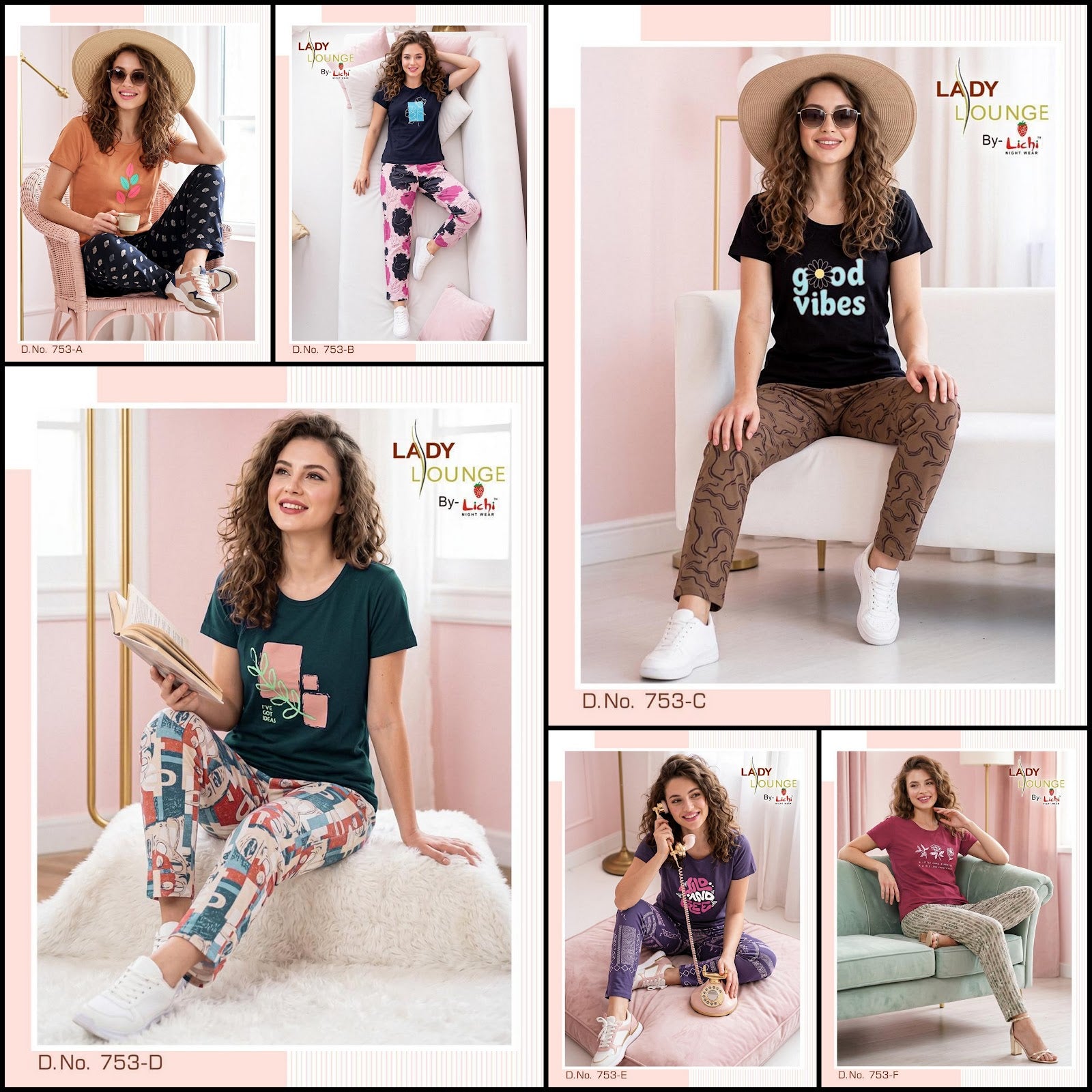 Design 753 Lichi Hosiery Cotton Pyjama Night Suits Wholesale Rate