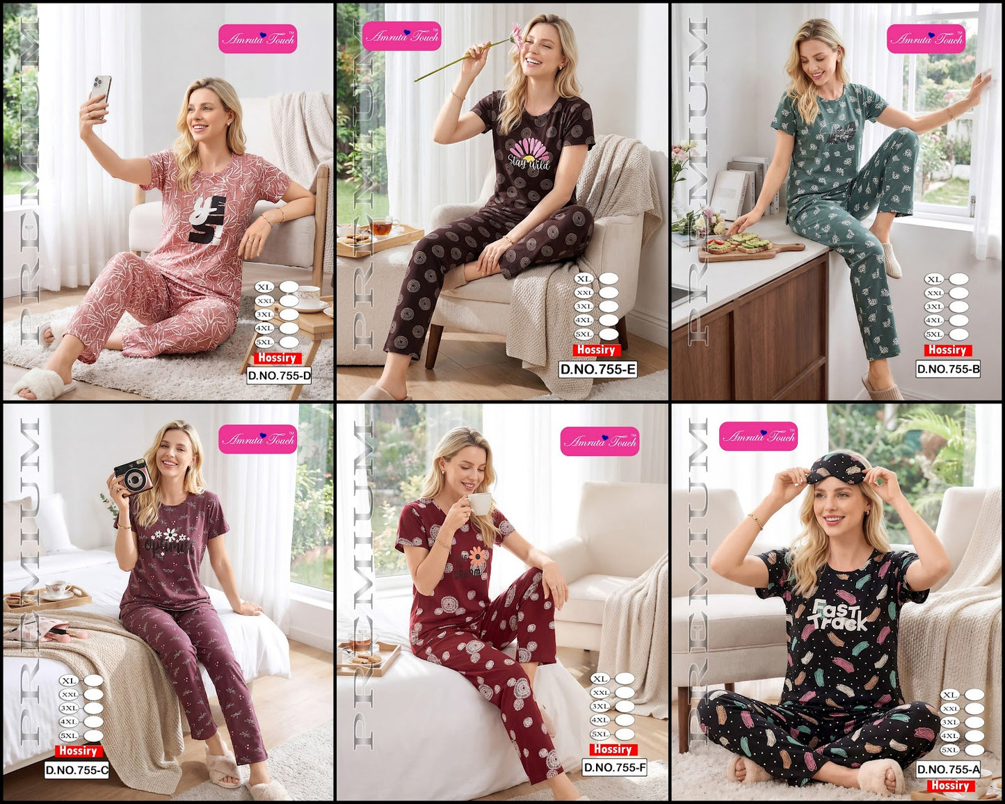Design 755 Kavyansika Hosiery Cotton Pyjama Night Suits Supplier Ahmedabad