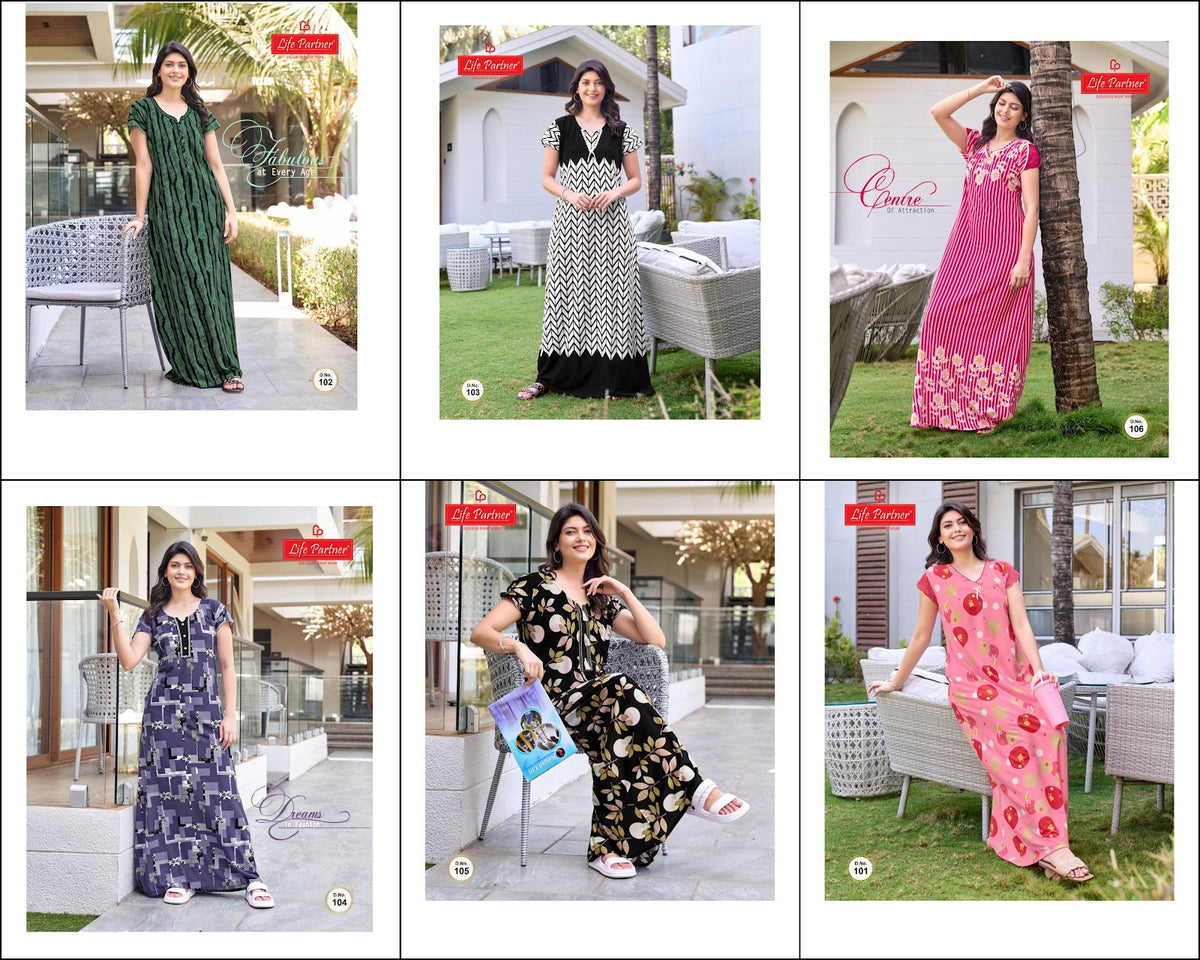 Design 8 Life Partner Hosiery Night Gowns Wholesaler Ahmedabad