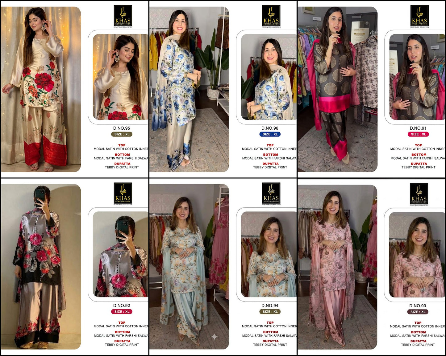 Design 91 To 96 Khas Satin Pakistani Readymade Suits Wholesale