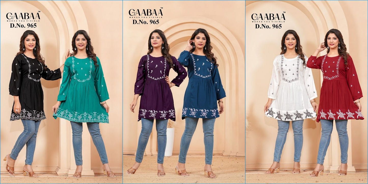 Design 965 Gaabaa Liva Reyon Designer Long Top Exporter Ahmedabad