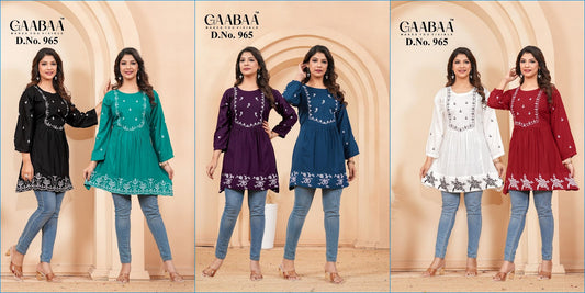 Design 965 Gaabaa Liva Reyon Designer Long Top Exporter Ahmedabad