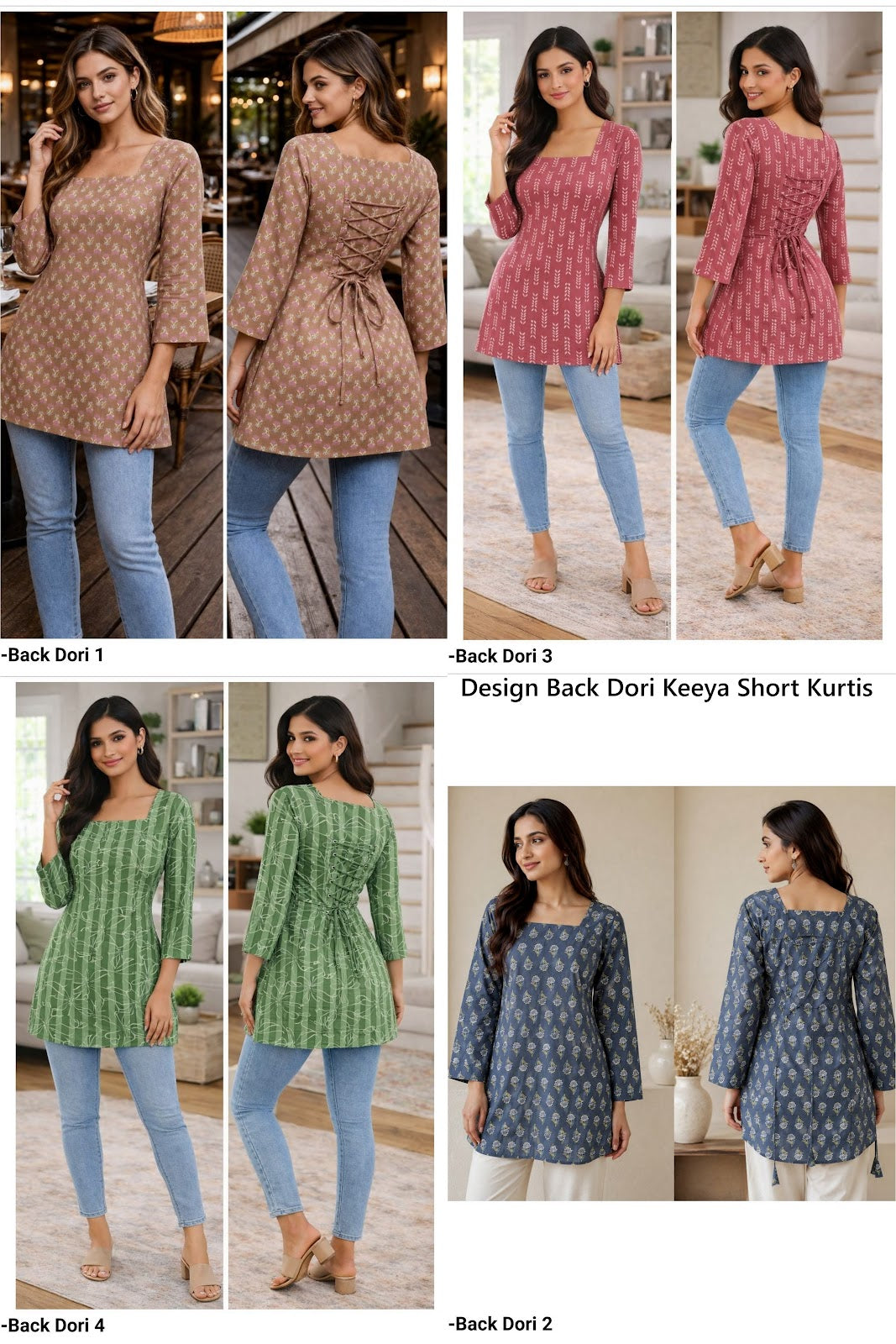 Design Back Dori Keeya Cotton Short Kurtis Exporter Ahmedabad