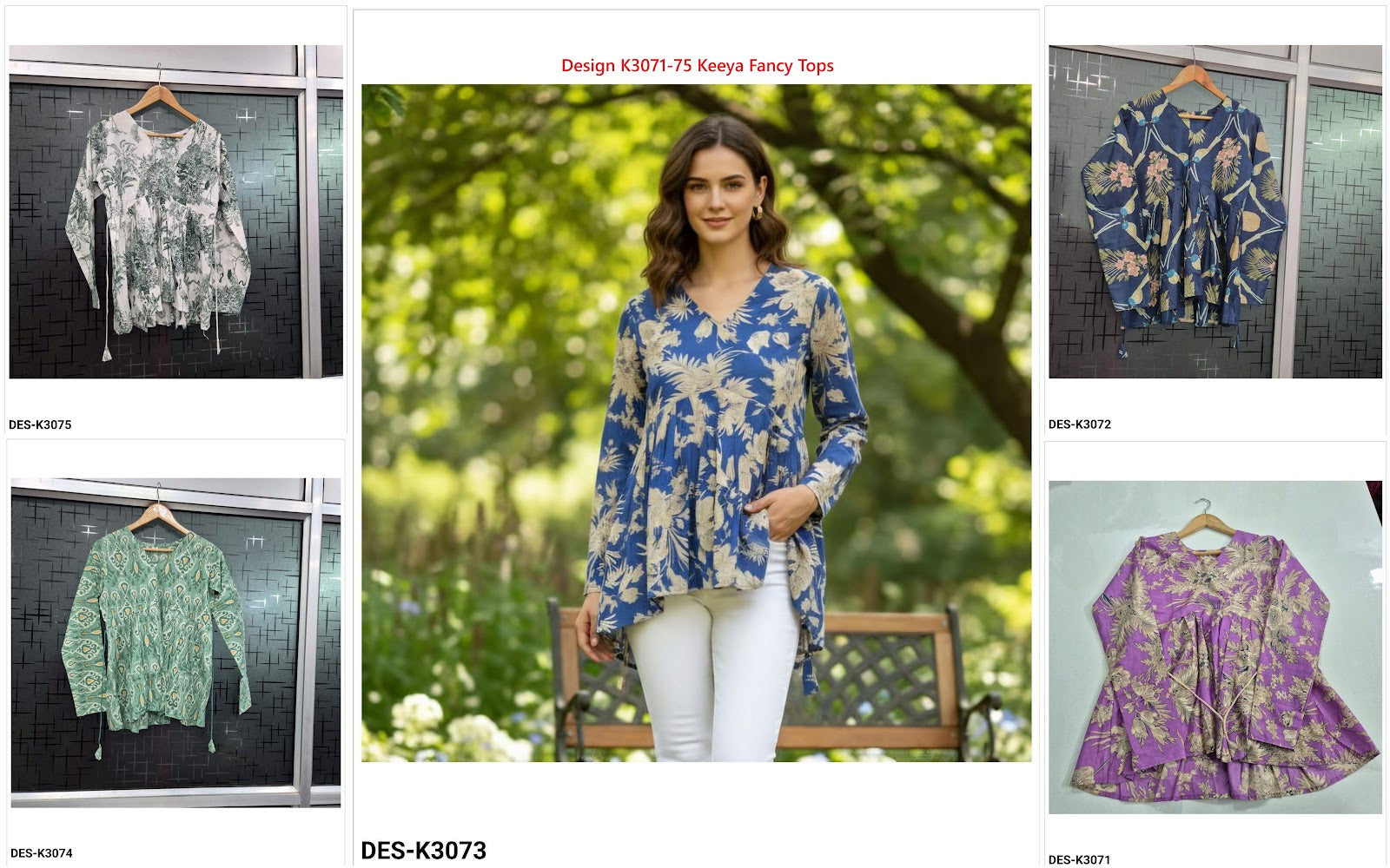 Design K3071-75 Keeya Cotton Fancy Tops Supplier Ahmedabad