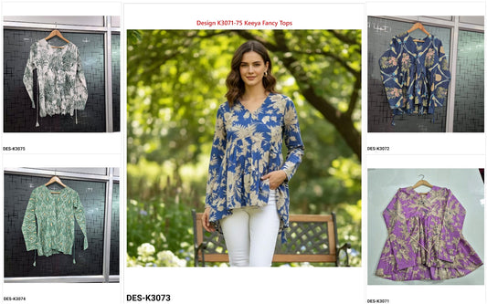 Design K3071-75 Keeya Cotton Fancy Tops Supplier Ahmedabad