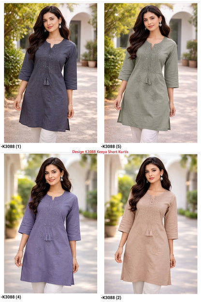 Design K3088 Keeya Cotton Short Kurtis Wholesale Rate