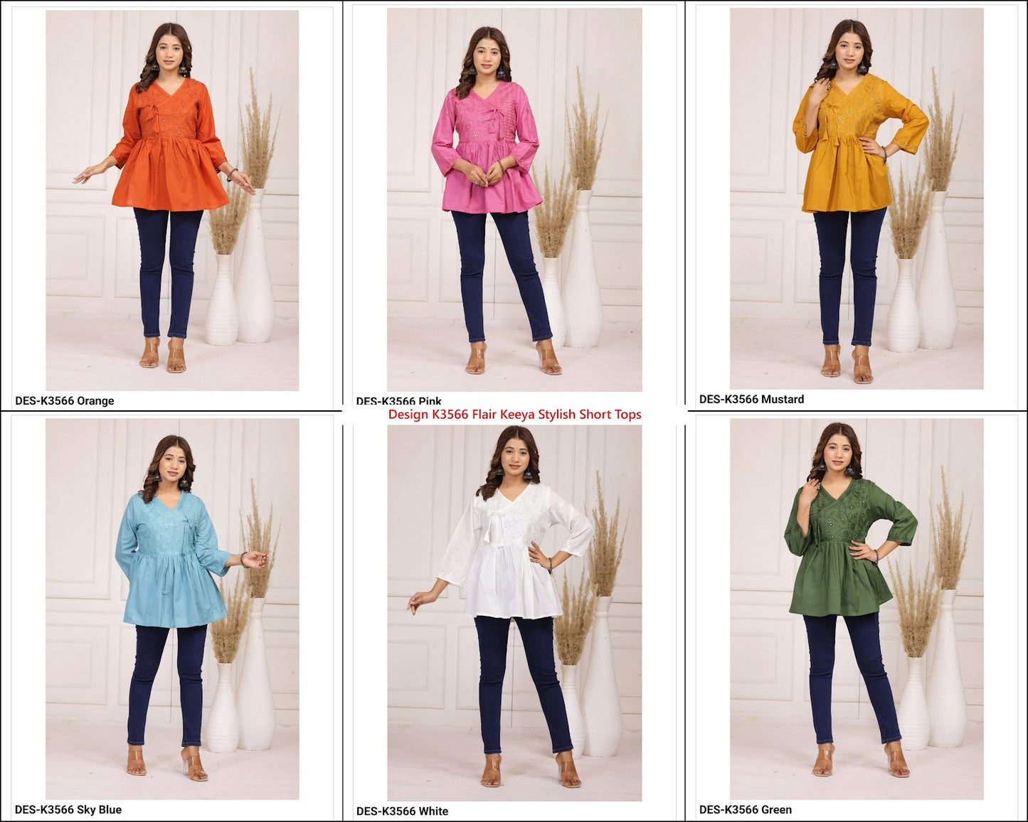 Design K3566 Flair Keeya Cotton Stylish Short Tops Exporter Ahmedabad