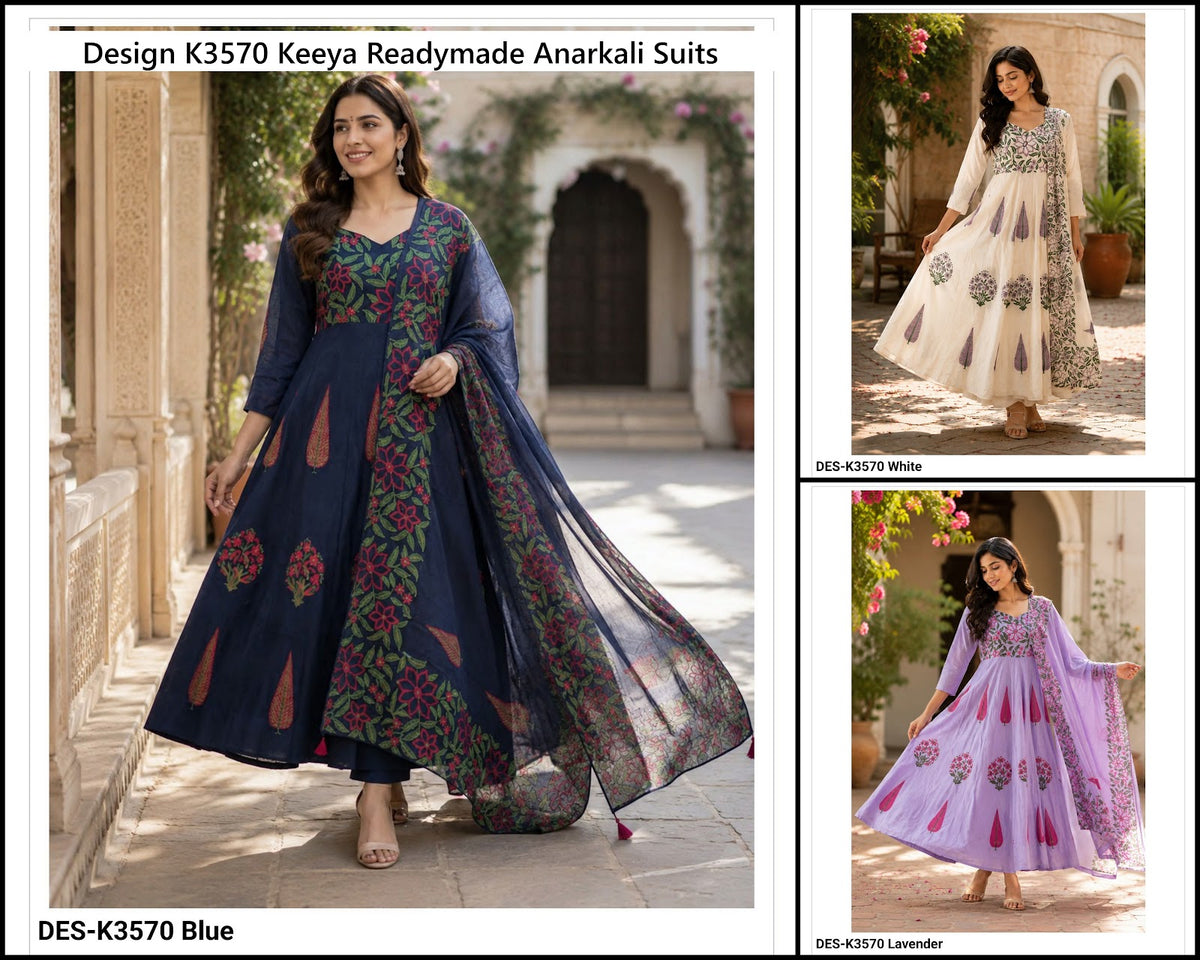 Design K3570 Keeya Cotton Readymade Anarkali Suits Wholesaler Gujarat
