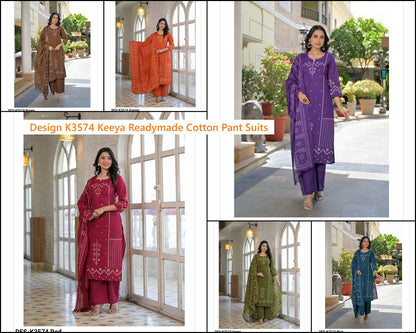 Design K3574 Keeya Bandhej Readymade Cotton Pant Suits Wholesale