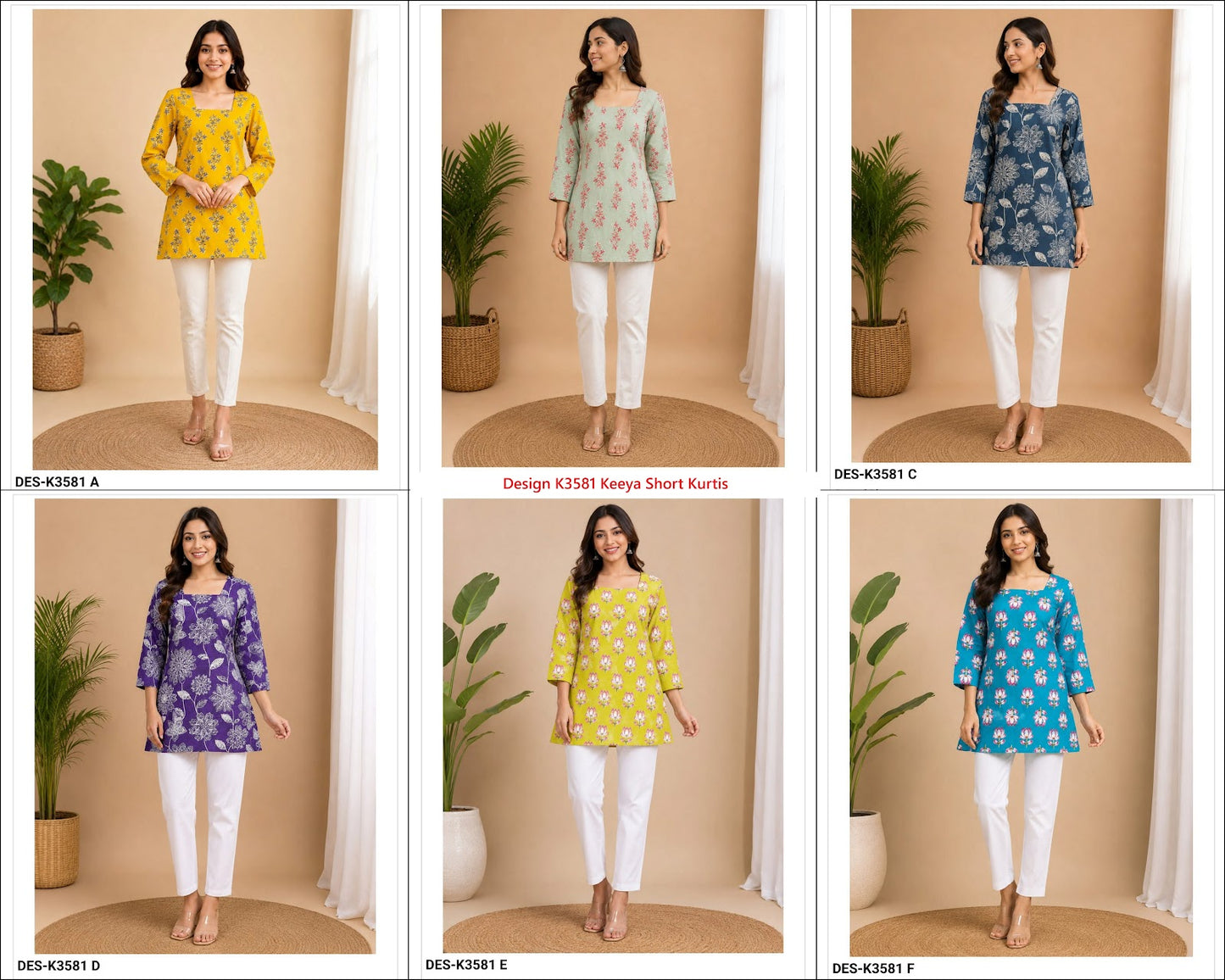 Design K3581 Keeya Cotton Short Kurtis Wholesaler Ahmedabad