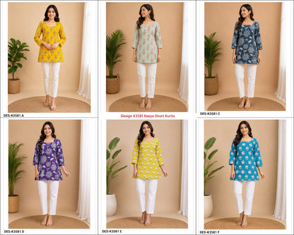 Design K3581 Keeya Cotton Short Kurtis Wholesaler Ahmedabad