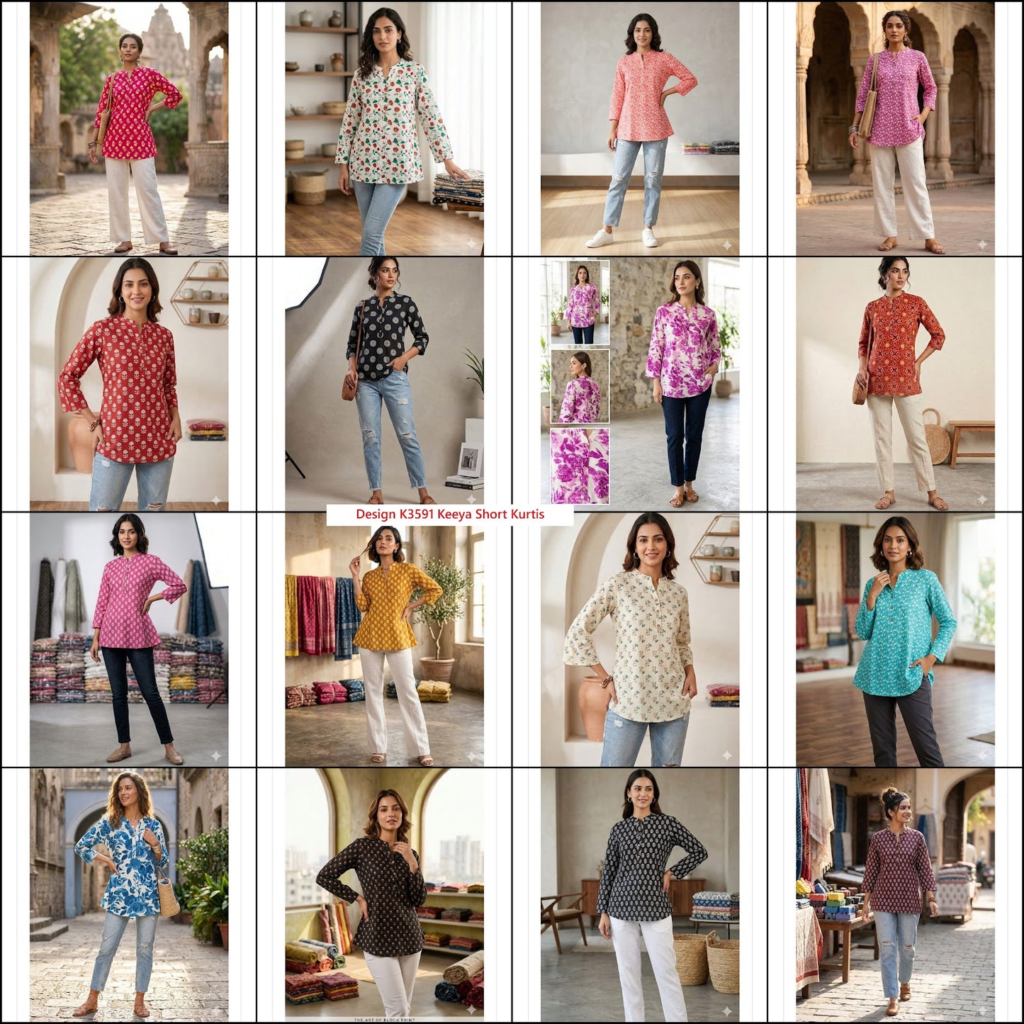 Design K3591 Keeya Cotton Short Kurtis Manufacturer India