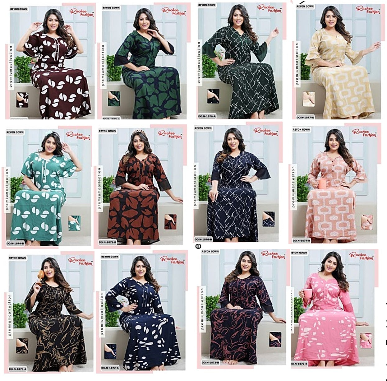 Designer Sleeves 2304 Ruchee Fashion Rayon Night Gowns