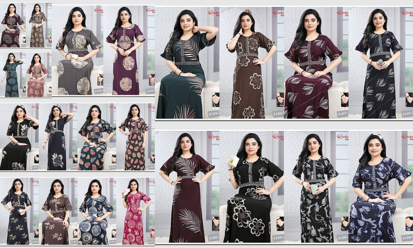 Designer Sleeves 2502 Ruchee Fashion Rayon Night Gowns Manufacturer