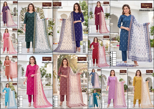Dhurander Krazzy Kanha Raw Silk Readymade Pant Style Suits Wholesaler India