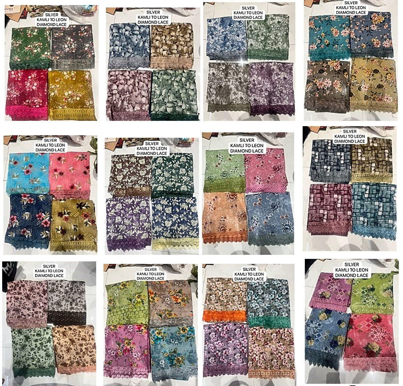 Diamond Lace Silver Fabric Wholesaler India